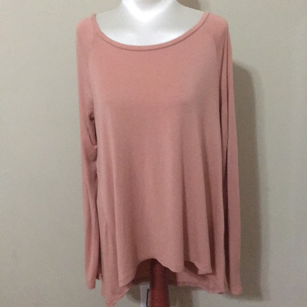 Blush/coral long sleeve top